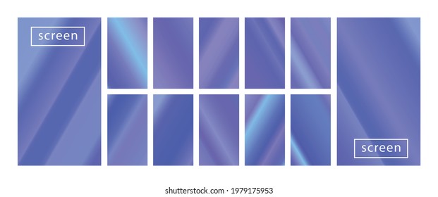 Mobile screen lock display collection of colorful backgrounds in trendy neon colors. Modern screen vector design for mobile app. Soft color abstract pastel holographic gradients. Swatches for design.