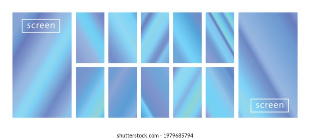 Mobile screen lock display collection of colorful backgrounds in trendy neon colors. Modern screen vector design for mobile app. Soft color abstract pastel holographic gradients. Swatches for design.