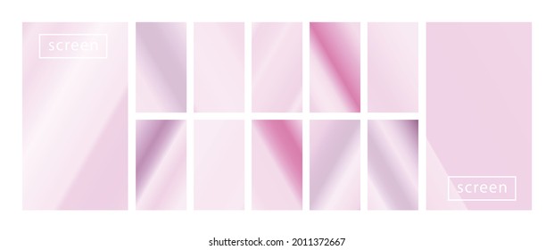 Mobile screen lock display collection of colorful backgrounds in trendy neon colors. Modern screen vector design for mobile app. Soft color abstract pastel holographic gradients. Swatches for design.