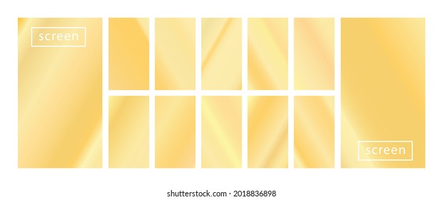 Mobile screen lock display collection of colorful backgrounds in trendy neon colors. Modern screen vector design for mobile app. Soft color abstract pastel holographic gradients. Swatches for design.