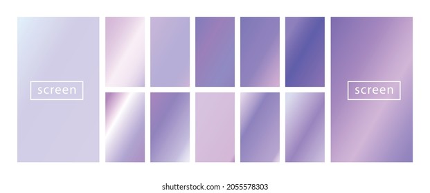 Colección de fondo colorido en colores neones modernos. Diseño vectorial de pantalla moderna para aplicaciones móviles. Gradientes holográficos en tonos suaves abstractos en tonos pastel. Relojes para el diseño.