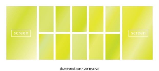 Mobile screen lock display collection of colorful backgrounds in trendy neon colors. Modern screen vector design for mobile app. Soft color abstract pastel holographic gradients. Swatches for design.