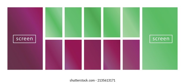Colección de fondo colorido en colores neones modernos. Diseño vectorial de pantalla moderna para aplicaciones móviles. Gradientes holográficos en tonos suaves abstractos en tonos pastel. Relojes para el diseño.