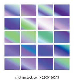 Mobile screen lock display collection of colorful backgrounds in trendy neon colors. Modern screen vector design for mobile app. Soft color abstract pastel holographic gradients. Swatches for design.