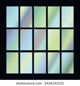 Mobile screen lock display collection of colorful backgrounds in trendy neon colors. Modern screen vector design for mobile app. Soft color abstract pastel holographic gradients. Swatches for design.