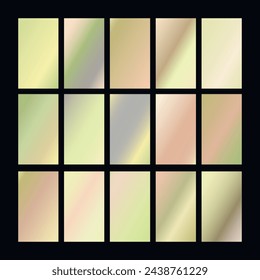 Mobile screen lock display collection of colorful backgrounds in trendy neon colors. Modern screen vector design for mobile app. Soft color abstract pastel holographic gradients. Swatches for design.