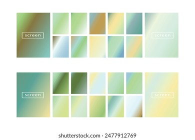 Mobile screen lock display collection of colorful backgrounds in trendy neon colors. Modern screen vector design for mobile app. Soft color abstract pastel holographic gradients. Swatches for design.