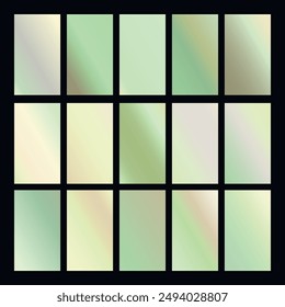Colección de pantalla móvil de bloqueo de pantalla de fondos coloridos en colores de neón de moda. Diseño de Vector de pantalla moderna para App móvil. Gradientes holográficos pastel abstractos de color suave. Muestras para diseño.