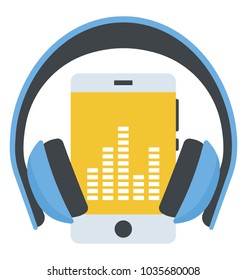 Mobile screen with music interface and headphone