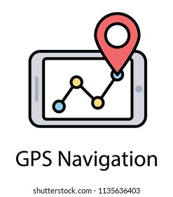 
mobile screen with navigation pointer from start and end destination points 
