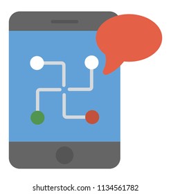 
A mobile screen network diagram with speech bubble, sms marketing concept 
