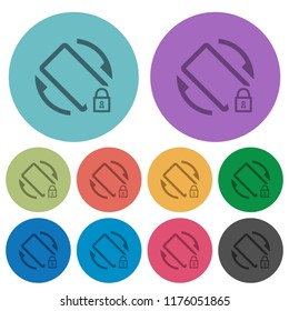 Mobile screen rotation locked darker flat icons on color round background