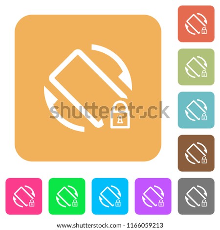 Mobile screen rotation locked flat icons on rounded square vivid color backgrounds.