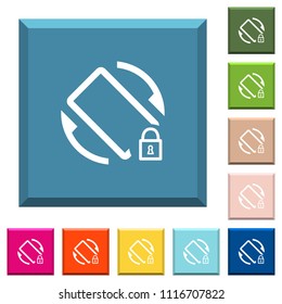 Mobile screen rotation locked white icons on edged square buttons in various trendy colors