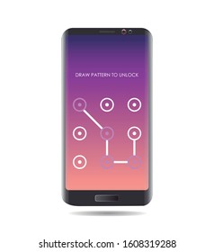 Mobile screen with security pattern. Vector of a mobile with password. Editable vector.