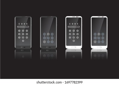 Mobile screen with security pattern. Vector of a mobile with password. Editable vector.