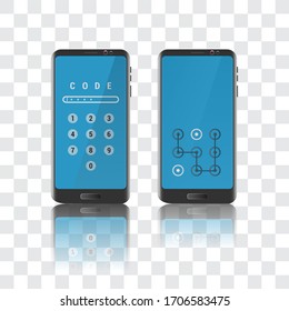 Mobile screen with security pattern. Vector of a mobile with password. Editable vector.