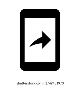 Icono de uso compartido de pantalla móvil. Compartir icono en el móvil con fondo blanco.