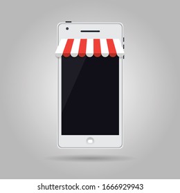 Mobile screen shop. Online shopping concept. illustrator Vector