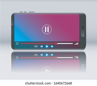 Mobile screen with video mode. Image with video playback mode. Video mock up.