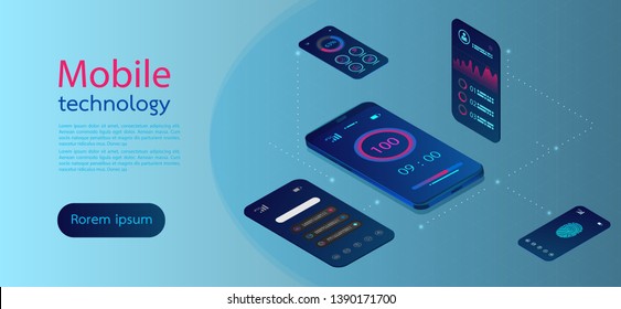 Mobile Screens Modern Infographic Diagram Template Stock Vector ...