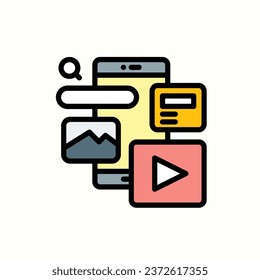 mobile search color icon, isolated icon in light background, perfect for website, blog, logo, graphic design, social media, UI, mobile app