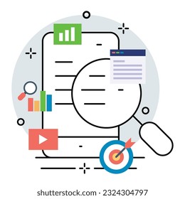 Mobile search illustration design. Search data design