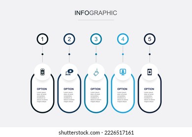 mobile security, Adware, mobile phishing, spyware, mobile virus icons Infographic design template. Creative concept with 5 steps