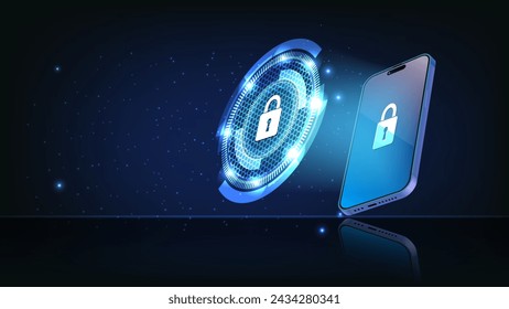 Aplicación de seguridad móvil y protección de datos. Tecnología de seguridad web y cibernética y seguridad móvil de alto nivel. Concepto de seguridad móvil. Conexión segura a Internet. Vector Web banner.