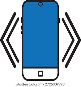 Mobile security authentication icon. Smartphone with wireless signal waves.