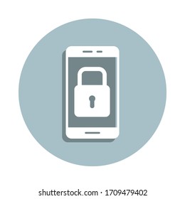 Mobile, security badge icon. Simple glyph, flat vector of gdpr icons for ui and ux, website or mobile application