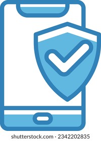 Mobile Security Blue Icon - Single Icon, Vector 