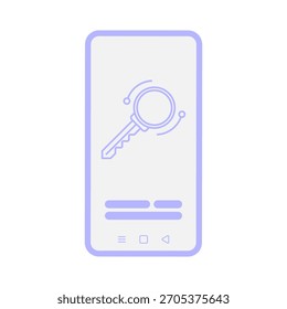 Conceito de segurança móvel. Telefone celular abstrato com um ícone de chave. Ilustração vetorial