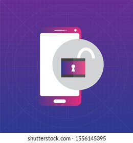 Mobile security flat design concept.