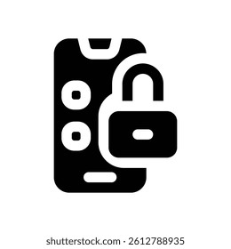 mobile security glyph icon. Strong and solid vector icon for websites, mobile interfaces, presentations, and visual branding. High quality and easy to edit.