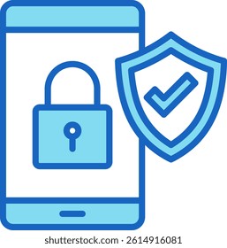 Mobile Security Icon Blue Vector Illustration