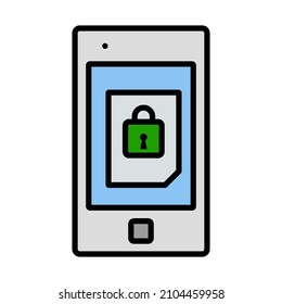 Mobile Security Icon. Bold outline design with editable stroke width. Vector Illustration.