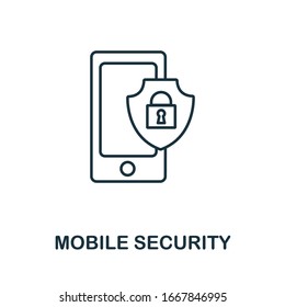 Mobile Security icon from cyber security collection. Simple line Mobile Security icon for templates, web design and infographics