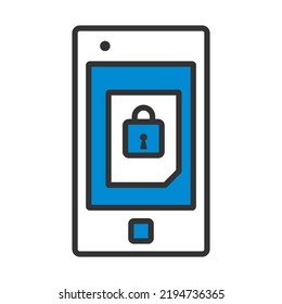 Mobile Security Icon. Editable Bold Outline With Color Fill Design. Vector Illustration.