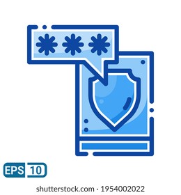 Mobile Security icon in filled line style isolated on white background. EPS 10