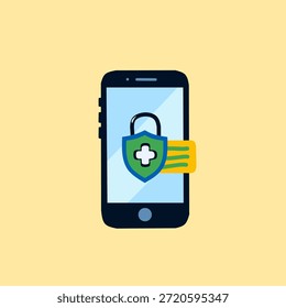 Icono de seguridad móvil en estilo de ilustración plana para la protección del consumidor. Perfecto para temas de privacidad, App seguros, fintech, comercio electrónico y seguridad digital.