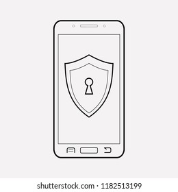 Mobile security icon line element. Vector illustration of mobile security icon line isolated on clean background for your web mobile app logo design.