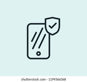 Mobile security icon line isolated on clean background. Mobile security icon concept drawing icon line in modern style. Vector illustration for your web mobile logo app UI design.