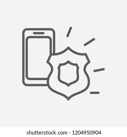 Mobile security icon line symbol. Isolated vector illustration of  icon sign concept for your web site mobile app logo UI design.