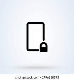 Mobile Sicherheits-Symbol oder Logo Linie Art Stil. Umrisse des Passworts und des Sperrkonzepts. Identifikation und Schutz, Vektorgrafik.