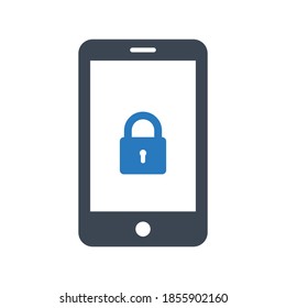 Mobile security icon on white background