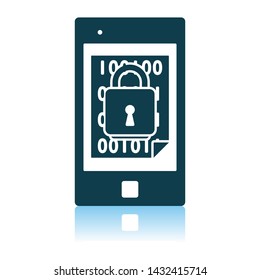 Mobile Security Icon. Shadow Reflection Design. Vector Illustration.