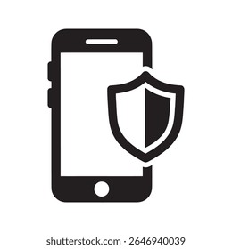 Mobile security icon with a smartphone and shield for phone protection A symbol for antivirus a secure device privacy app and safe data defense