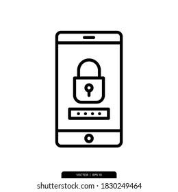 Vector de icono de seguridad móvil, plantilla de logotipo de ilustración en estilo de moda