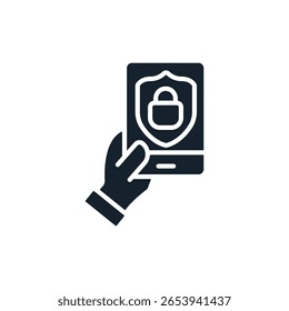 Iconos de seguridad móvil aislados sobre fondo blanco. Diseño de estilo plano